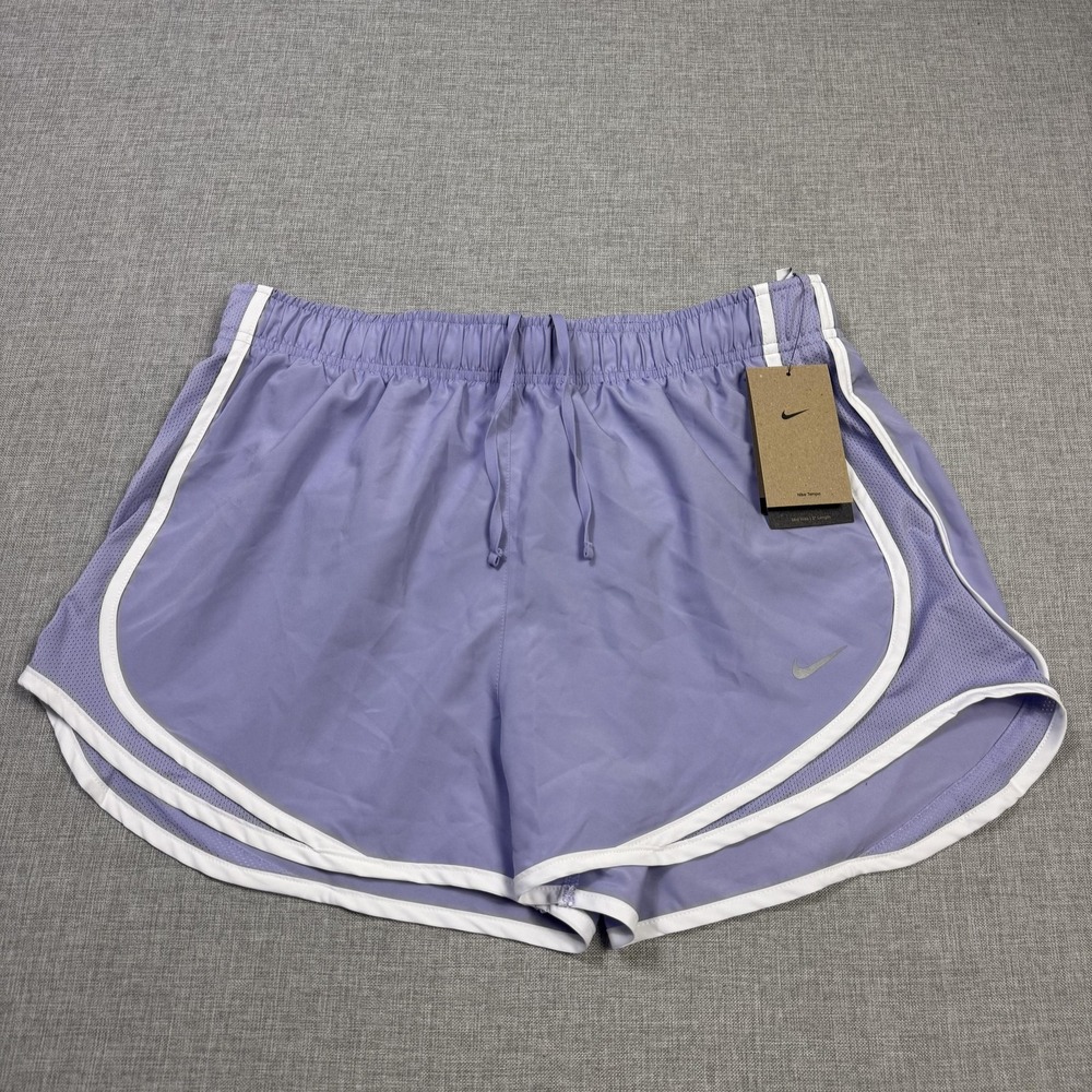 Nike Tempo Mid Rise Brief Lined Running Shorts Womens L Purple 3 Inseam Dri-FIT